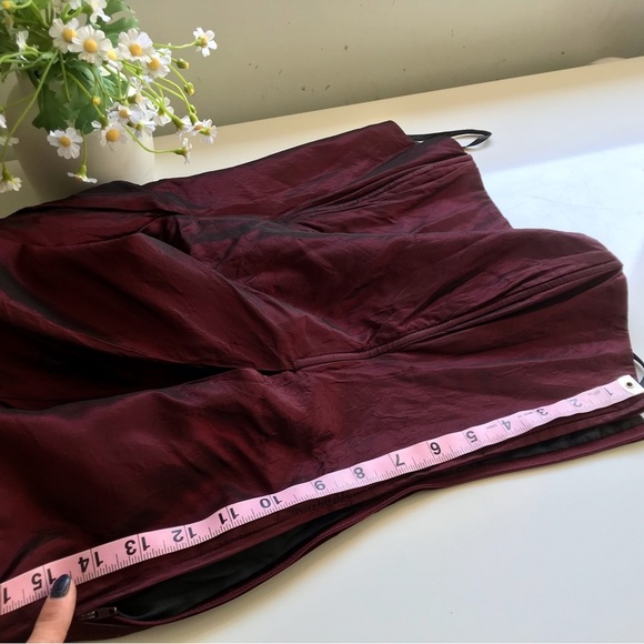 Jessica McClintock Satin Burgundy Prom Gown Strapeless Ballroom Dress Size 7 - Picture 9 of 15